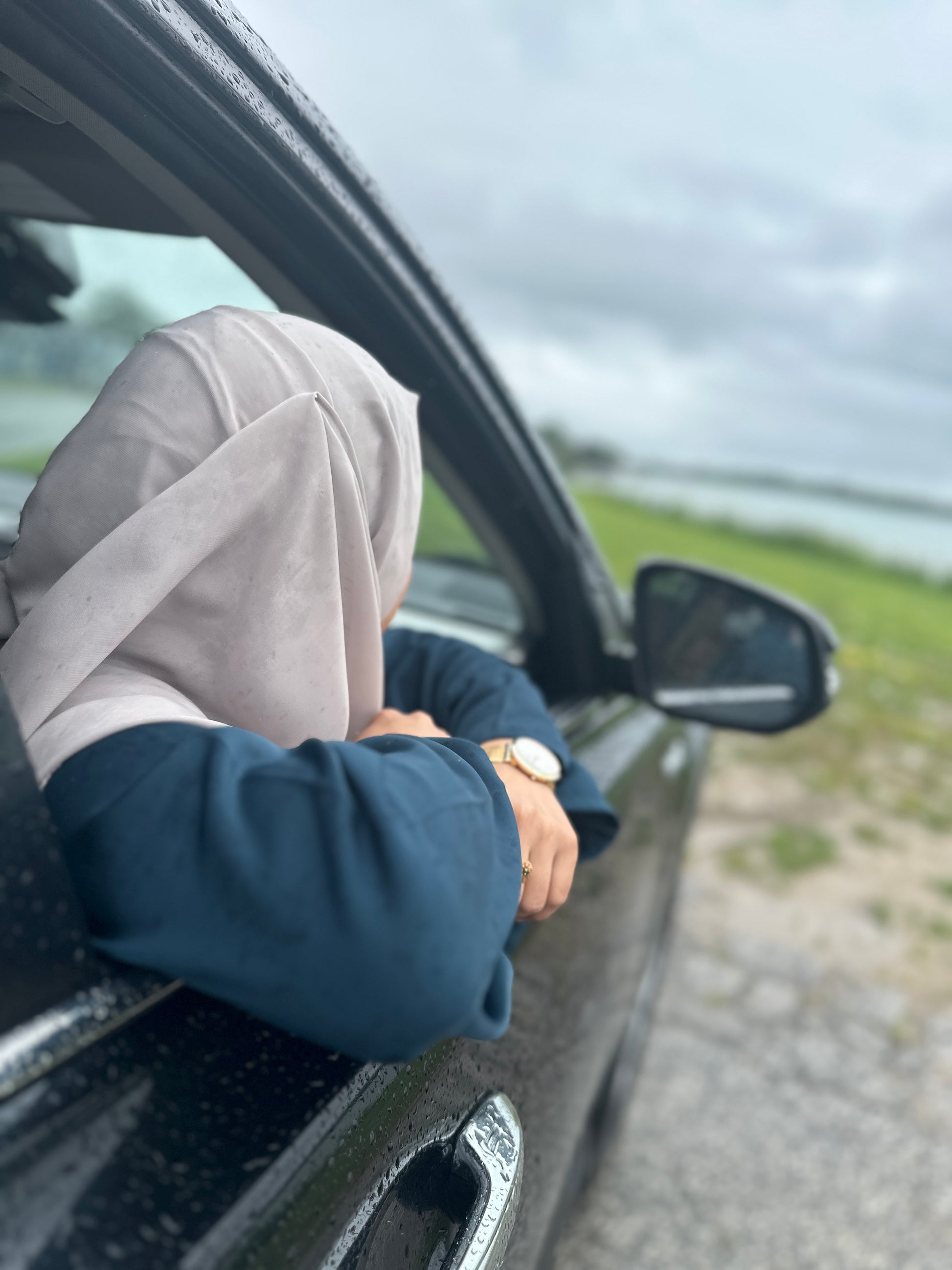 Ocean Velvet Abaya styled photo - modest abaya inspired by serenity of the sea
