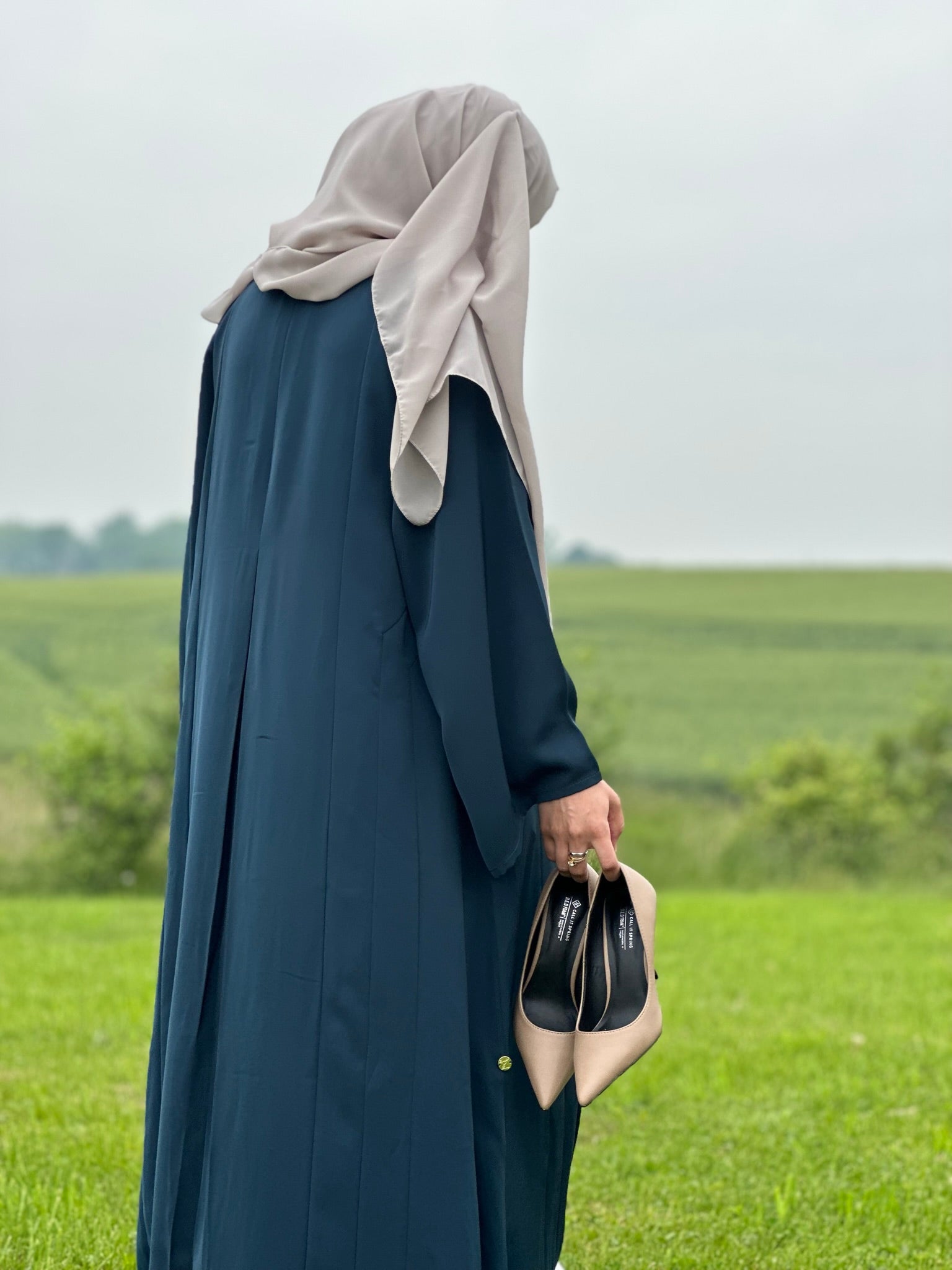 Ocean teal modest abaya with loose flowing cut - comfortable everyday Islamic wear