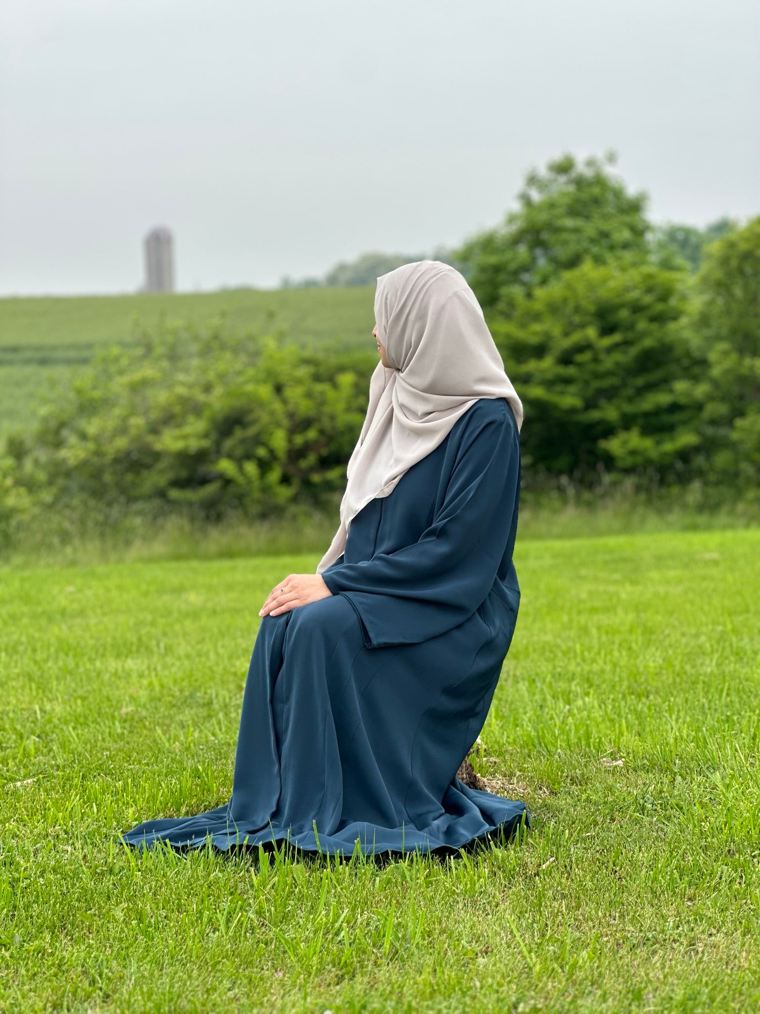 Ocean Velvet Abaya - Luxurious Teal Modest Dress | Hamzadot