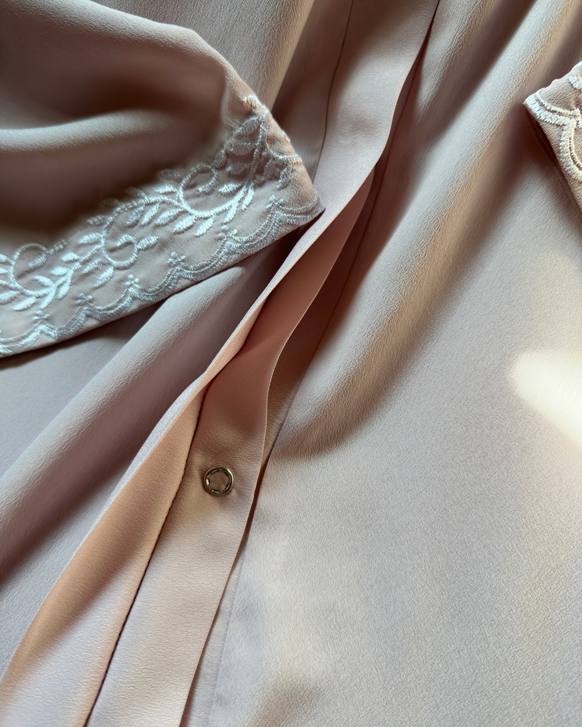 Light pink modest abaya with pearl embroidery on sleeves - elegant everyday modest wear USA